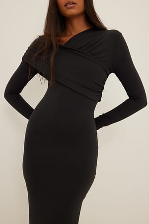 Black Asymmetrisk maxikjole