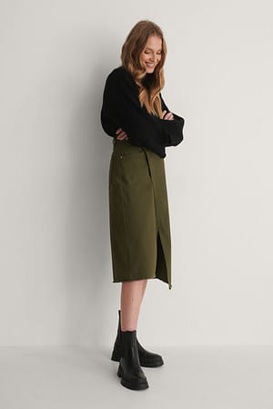 Dark Green Økologisk asymmetrisk denim nederdel