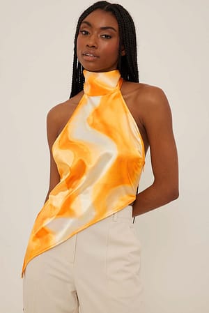 Yellow Print Asymmetrisk topp