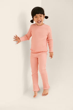Dusty Pink Babylock geribde broek van biologisch katoen