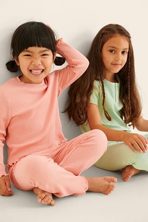 Dusty Pink Organisk ribbetopp med babylock