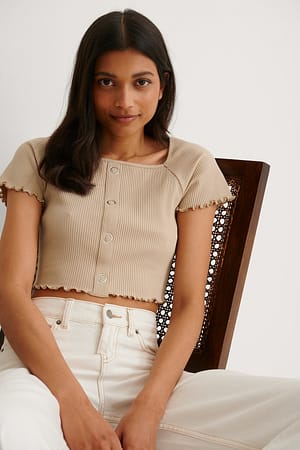 Light Beige Babylock Flæsetop