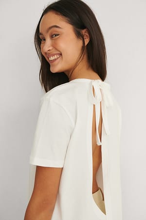 White Tee-shirt à dos orné biologique