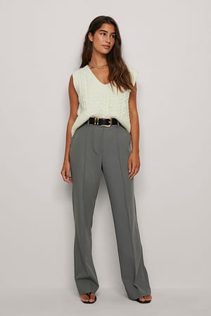 Grey Pantalones de vestir con apertura trasera