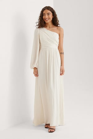 Offwhite Maxikjole Med Ballongermer