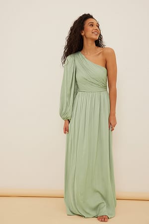Desert Sage Vestido maxi de una manga abullonada
