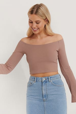 Langærmet Croptop Med Bådudskæring