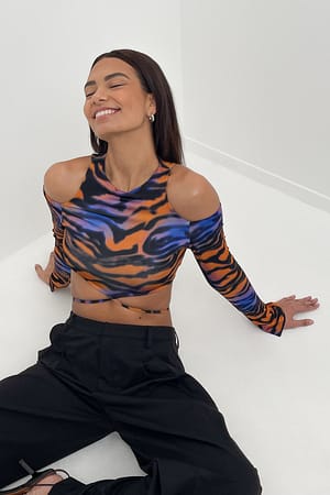 Print Off shoulder-topp