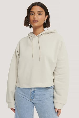 Dusty Light Beige Økologisk basis kort hættetrøje