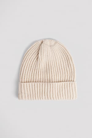 Light Beige Resirkulert basic strikket lue