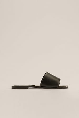 Black Leder ledersandalen