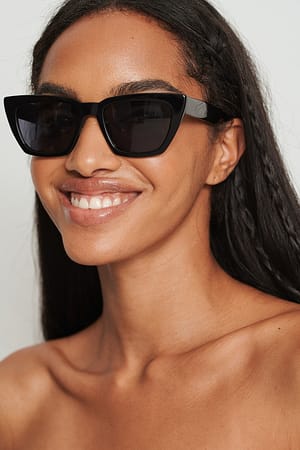 Black Gafas de sol de acetato básicas cuadradas