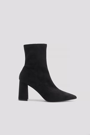 Black Ankelstøvler med ruskindslook