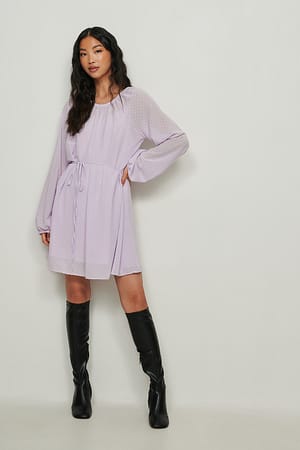 Lilac Dobby mini-jurk met riem