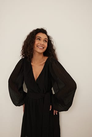 Black Maxi robe ceinturée