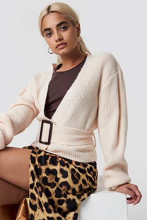 Offwhite Belted Short Cardigan