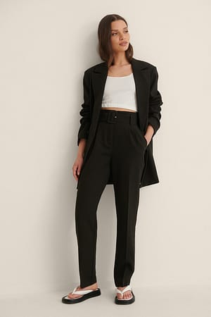 Black Belted Suit Pants