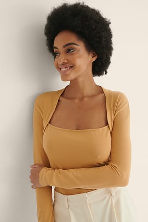 Beige Økologisk bolero-top i jersey
