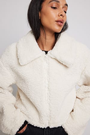 White Bonded Teddy-Jacke