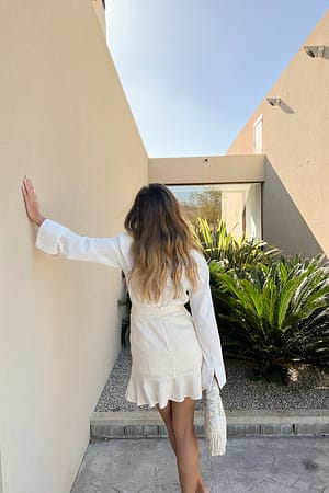 Light Beige Bottom Flounce Mini Skirt