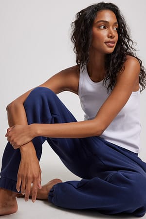 Navy Jogginghose mit gebürstetem Kordelzug