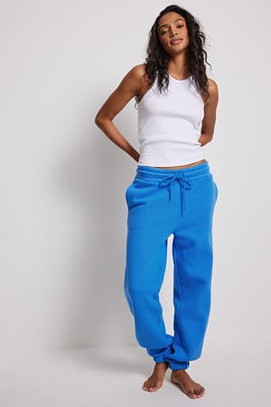 Dark Blue Brushed Drawstring Sweatpants