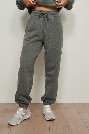 Dark Grey Melange Jogginghose mit gebürstetem Kordelzug