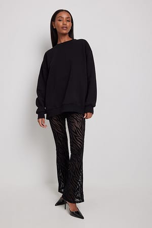 Black Pantalones de malla transparente