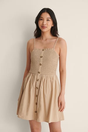 Gesmoktes Knopf Kleid