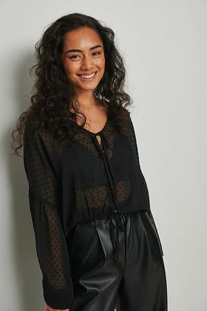 Black Blusa dobby con botones