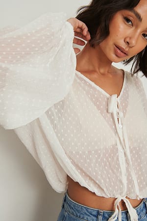 Off White Dobby-bluse med knapper