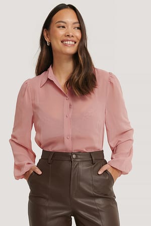 Dusty Pink Skjortebluse Med Knapper