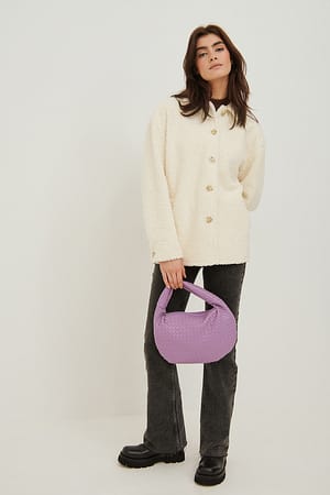 White Teddyjakke med knapper