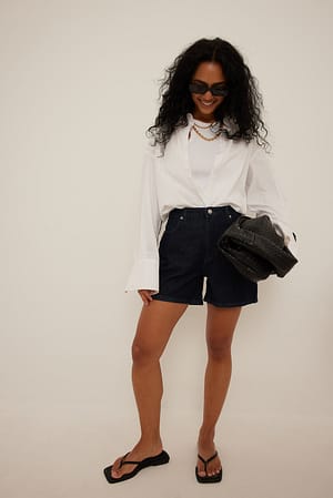 Rinse Wash Loose Denim Shorts