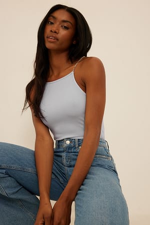 Dusty Light blue Ribbet singlet