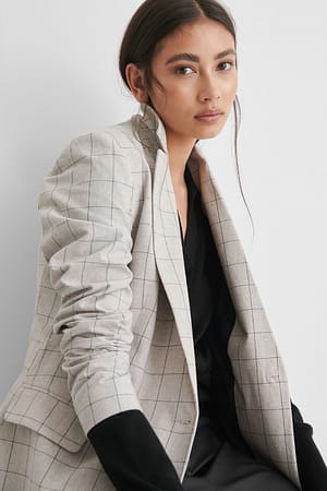 Beige Karierter Blazer