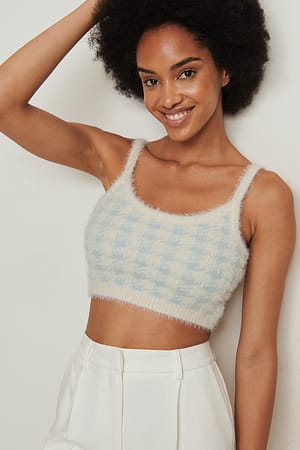 Light Blue/White Kort ternet striktop