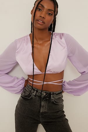 Lilac Bluse med knude i taljen