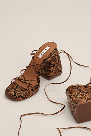Snake Print Retro-Absatzschuhe mit Keilabsatz und Riemchen