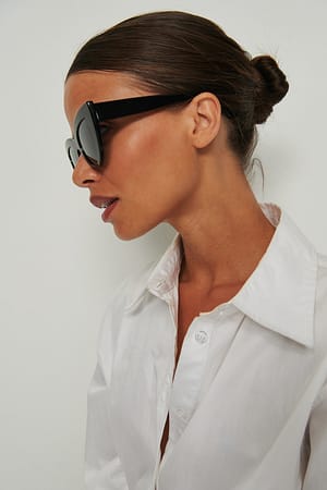 Black Chunky Aceteate katoogachtige zonnebril