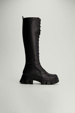 Black Bottes à lacets épaisses
