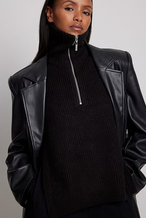 Black Chunky Zip Detail Bib