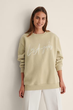 Beige Sweatshirt imprimé ville biologique