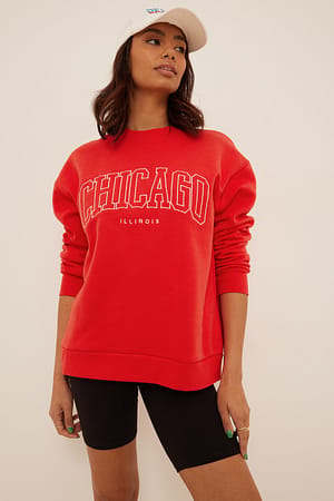 Bright Red Sweatshirt imprimé ville biologique