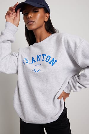 Grey Melange Pullover mit Stadt-Aufdruck