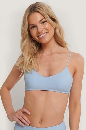 Blue Clean Cut Bikini Bra