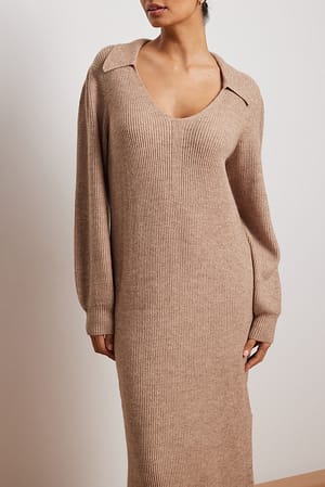 Collar Long Knitted Dress