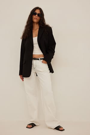 White Jeans met lage taille en contrasterende naden