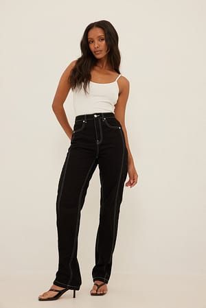 Black Contrast Stitched Denim