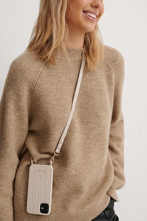 Light Beige Croc Strap Phone Case